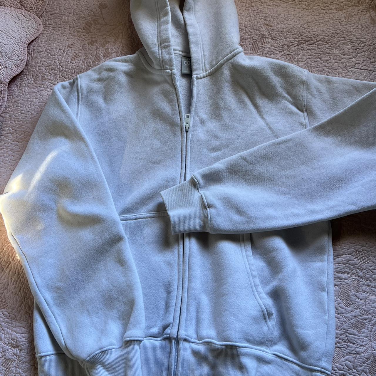 white aritzia perfect zip up - washed with mixed... - Depop