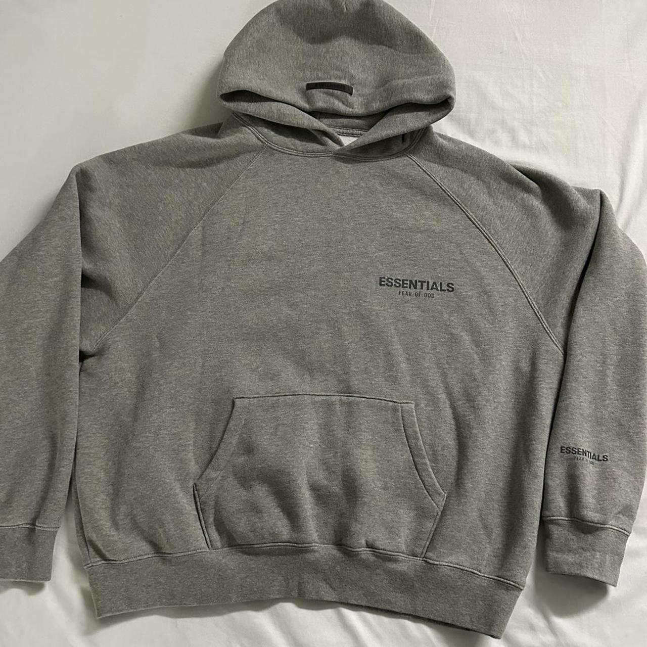 essentials dark heather oatmeal hoodie no flaws Depop