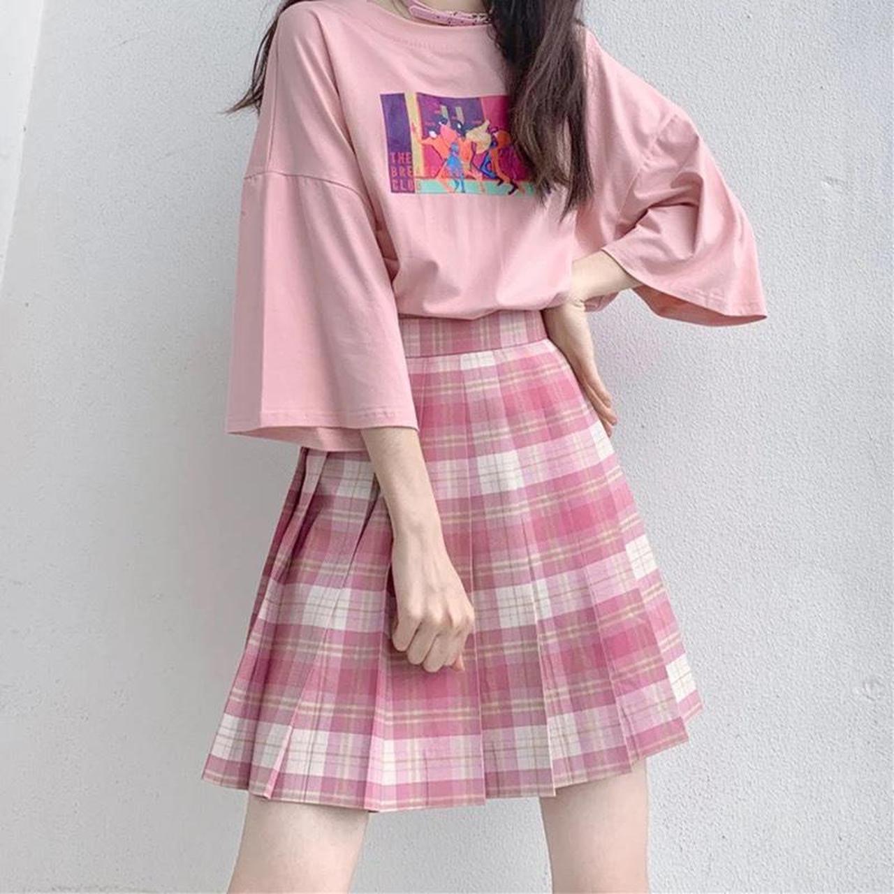 💖 Short plaid pink skirt with shorts 💖 Condition:... - Depop