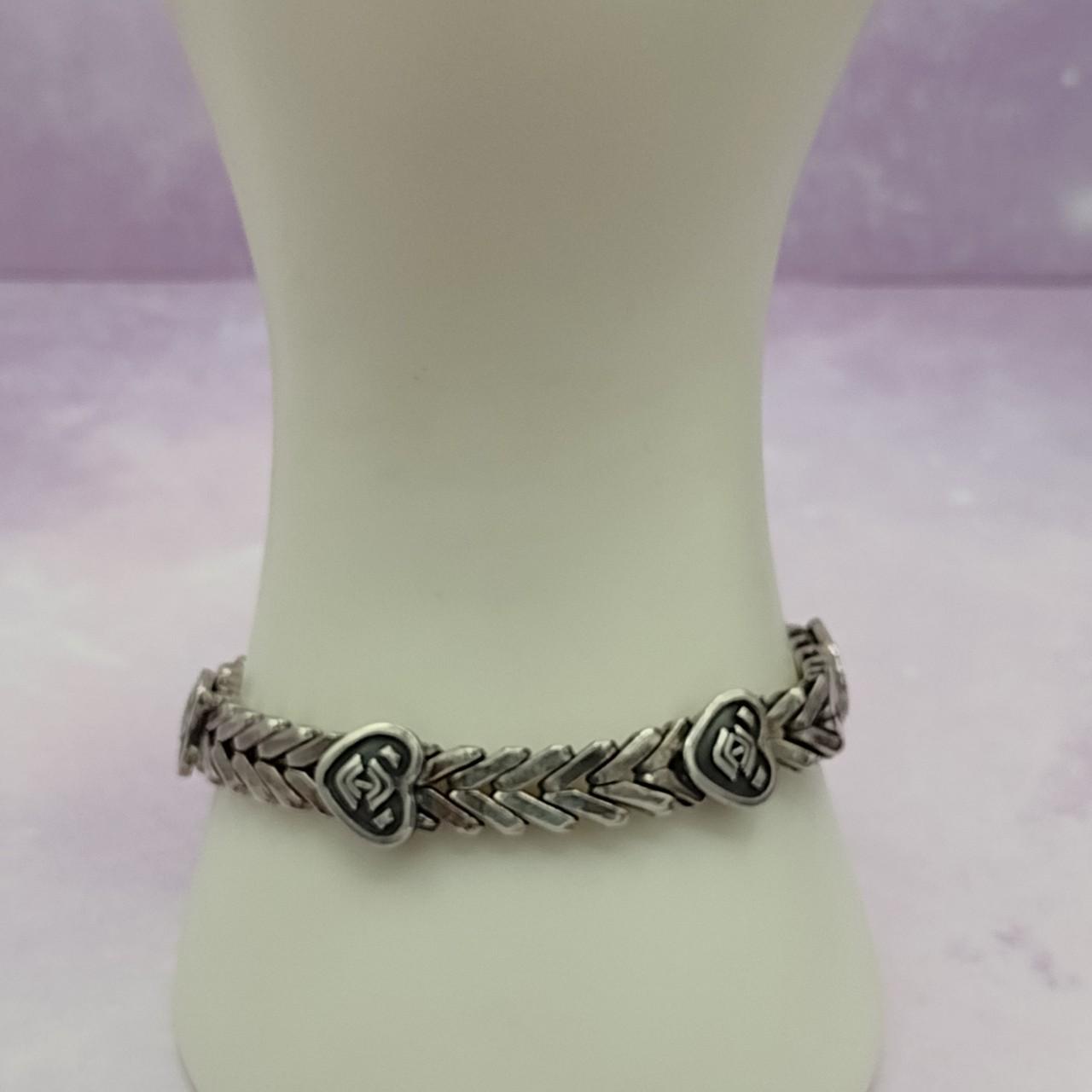 Sterling Silver Heart Bracelet TB14B5 Vintage 90s... - Depop