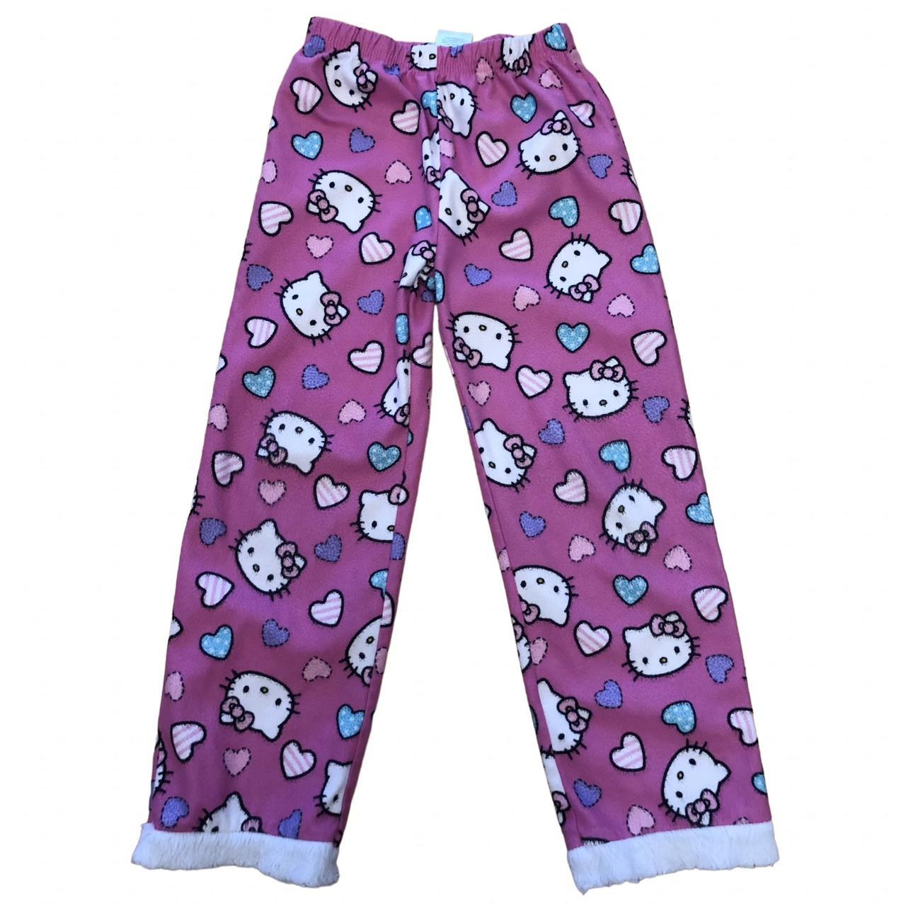 hello kitty pajama pants! kids size medium! fuzzy on... - Depop