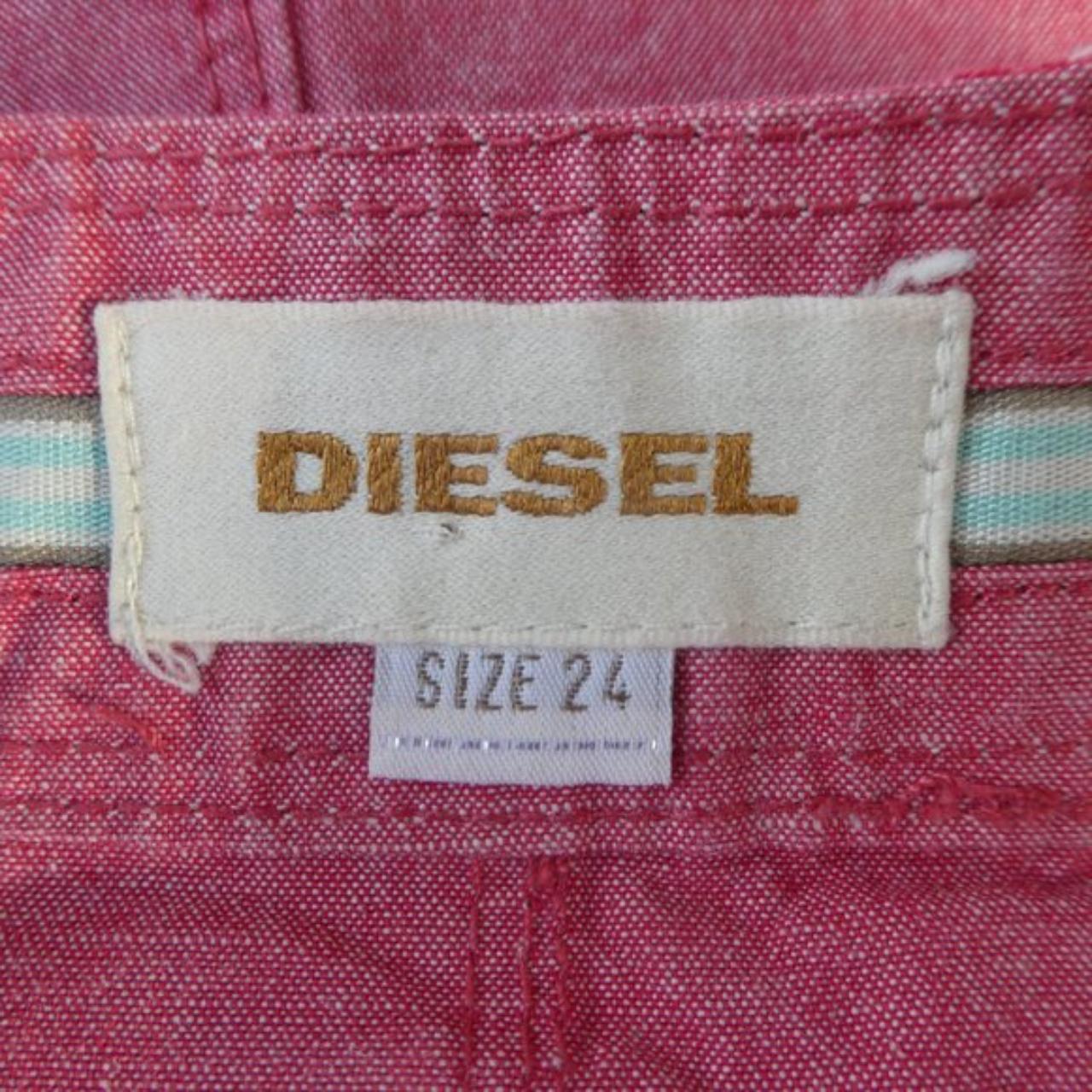 Diesel Mini Skirt Pink Denim Logo Hardware Pleated... - Depop