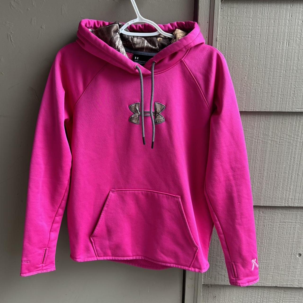 Hot pink and camo under armour hoodie on sale