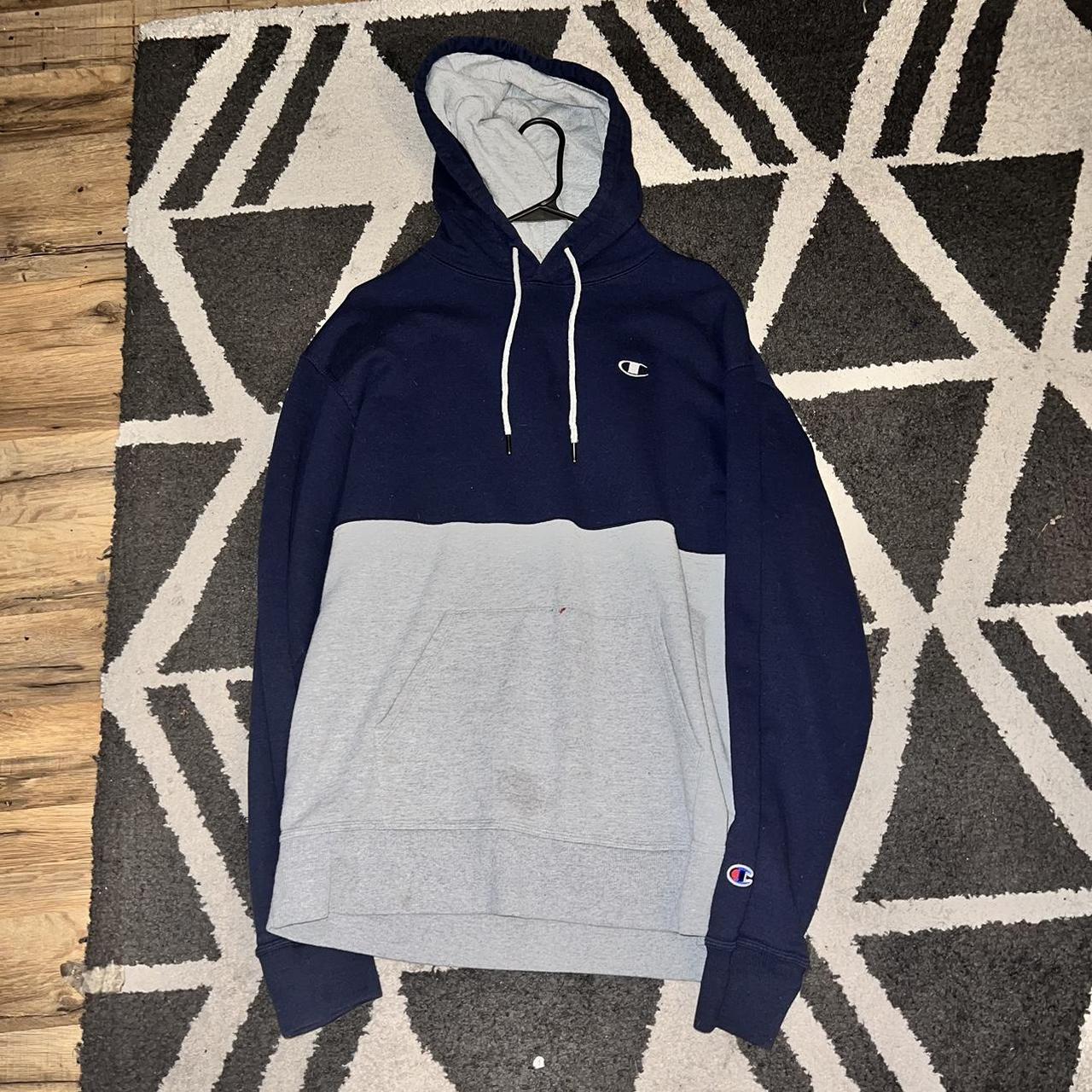 Champion hoodie grey top blue