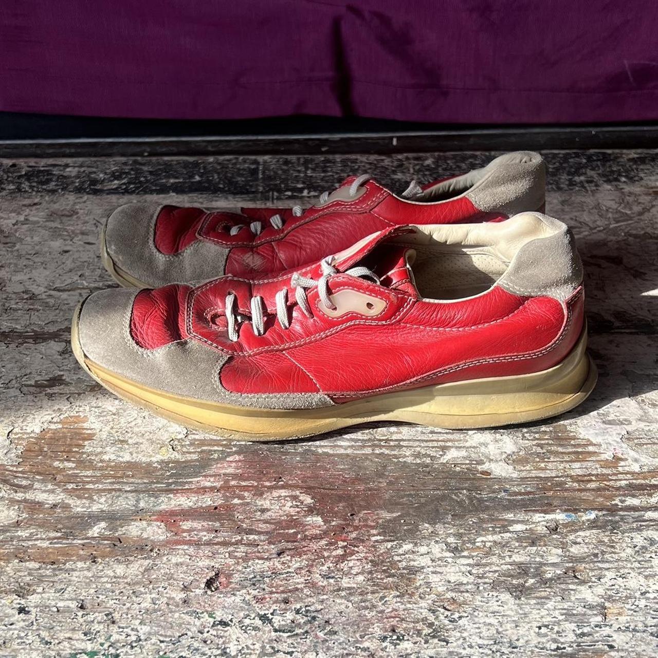 Prada Men's Red and Grey Trainers | Depop