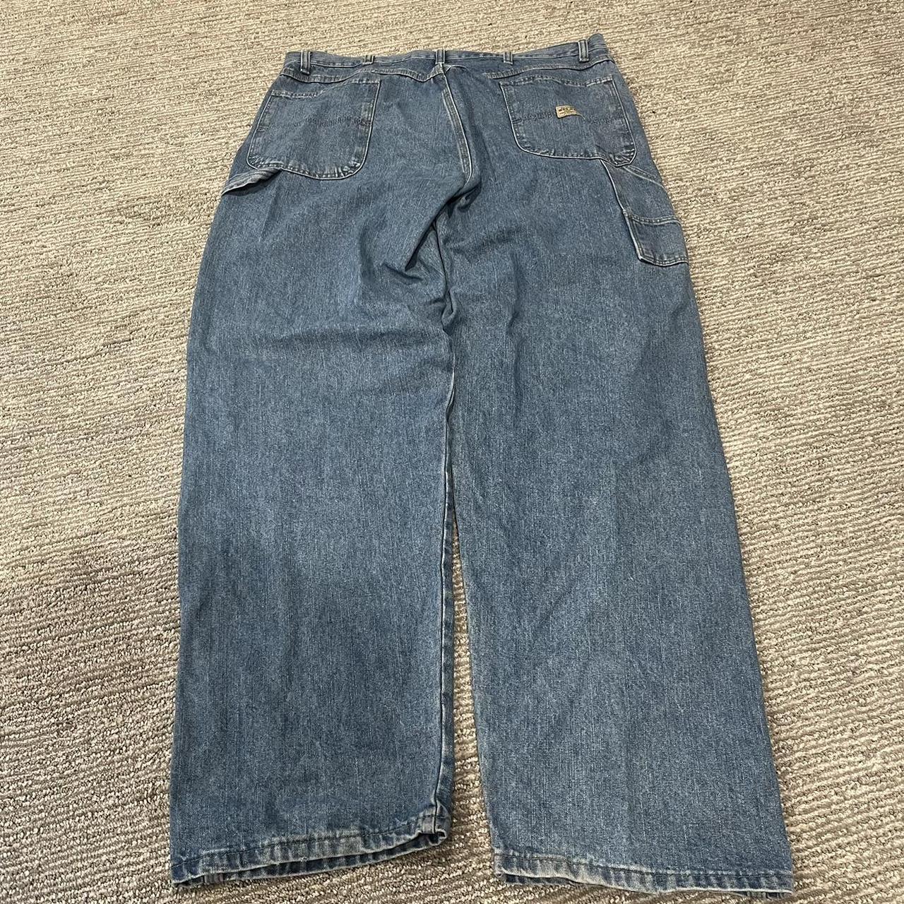 vintage baggy wrangler carpenter jeans size... - Depop