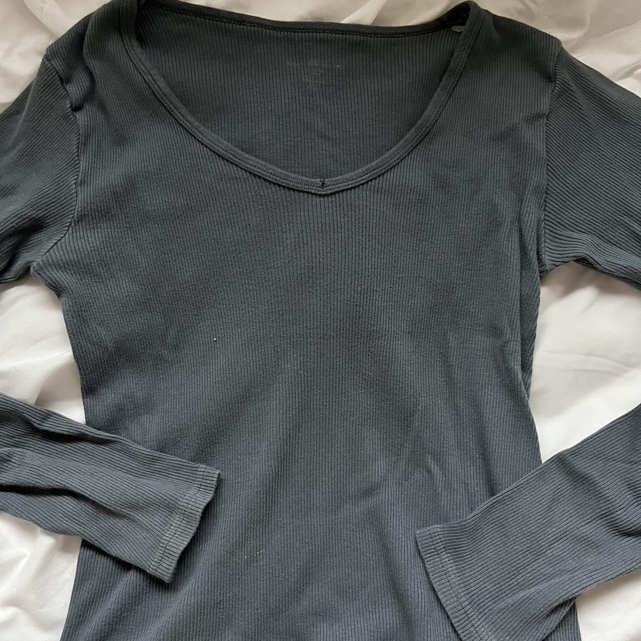 Navy/grey brandy Melville v neck long sleeve... Depop
