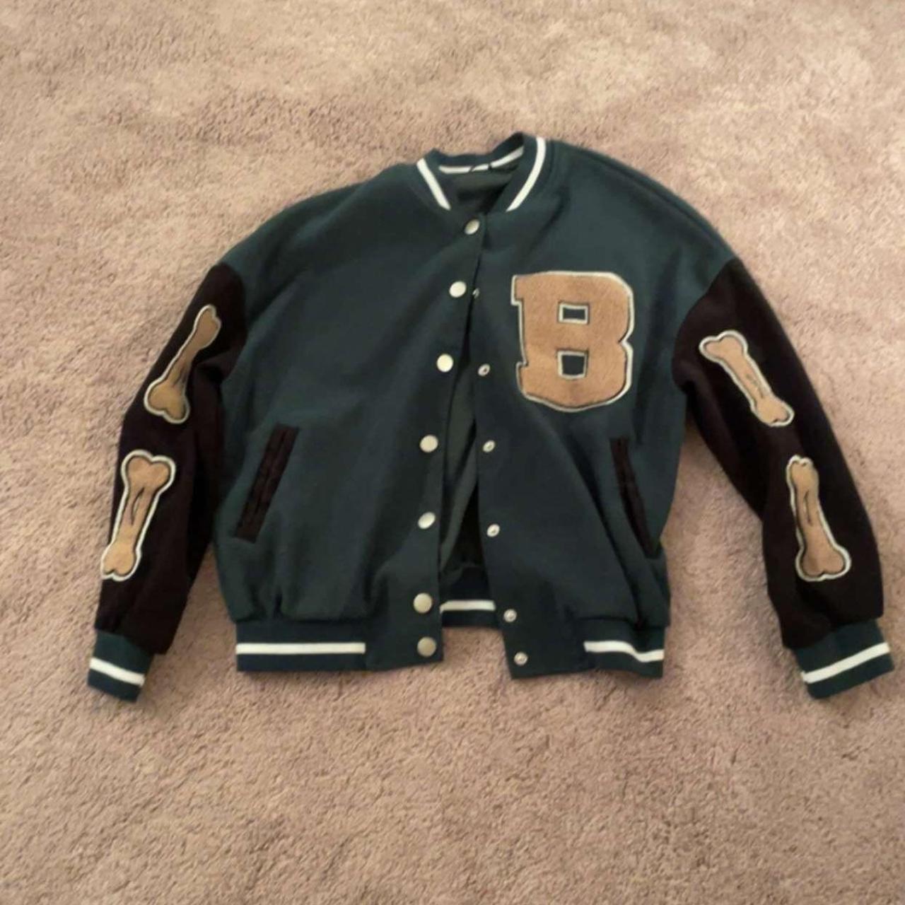 shein button up letterman jacket Depop