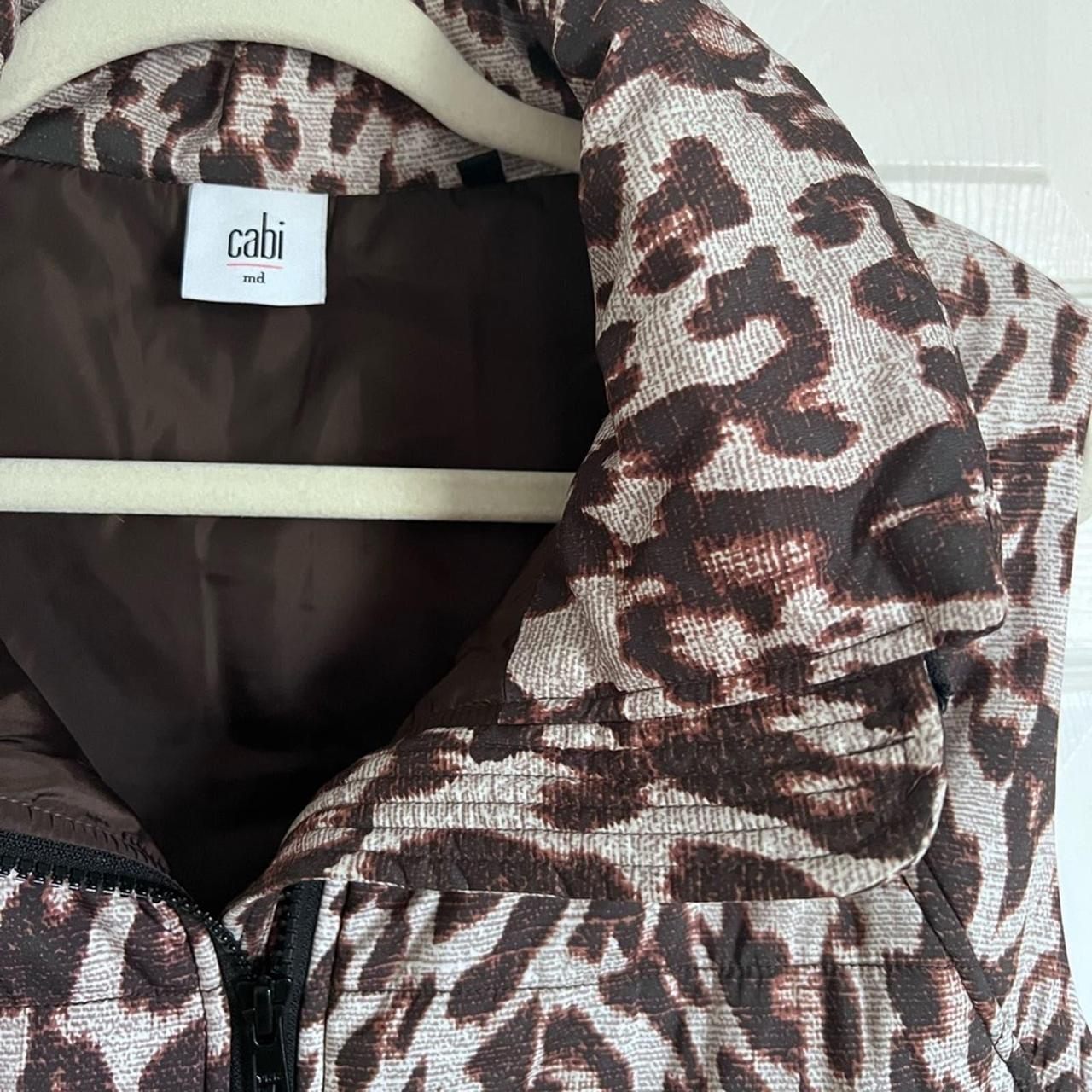 Cabi Leopard Juliet Zip Puffer Vest • on sale M