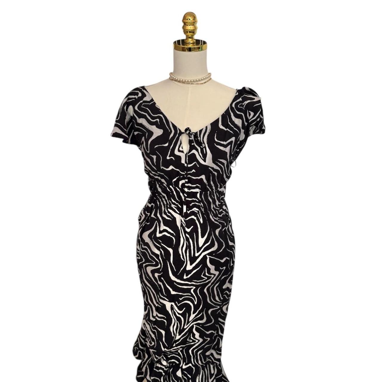 Nine West Women's Dress - Black/Multi - XXL – Nine West Zebra Print Midi Dress Size: …