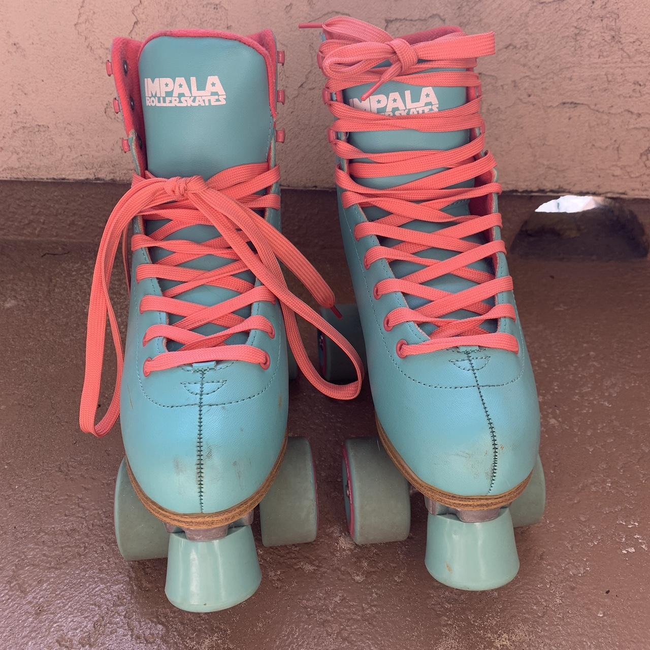 Tame Impala PinkBlue Roller skates! Only used a... Depop