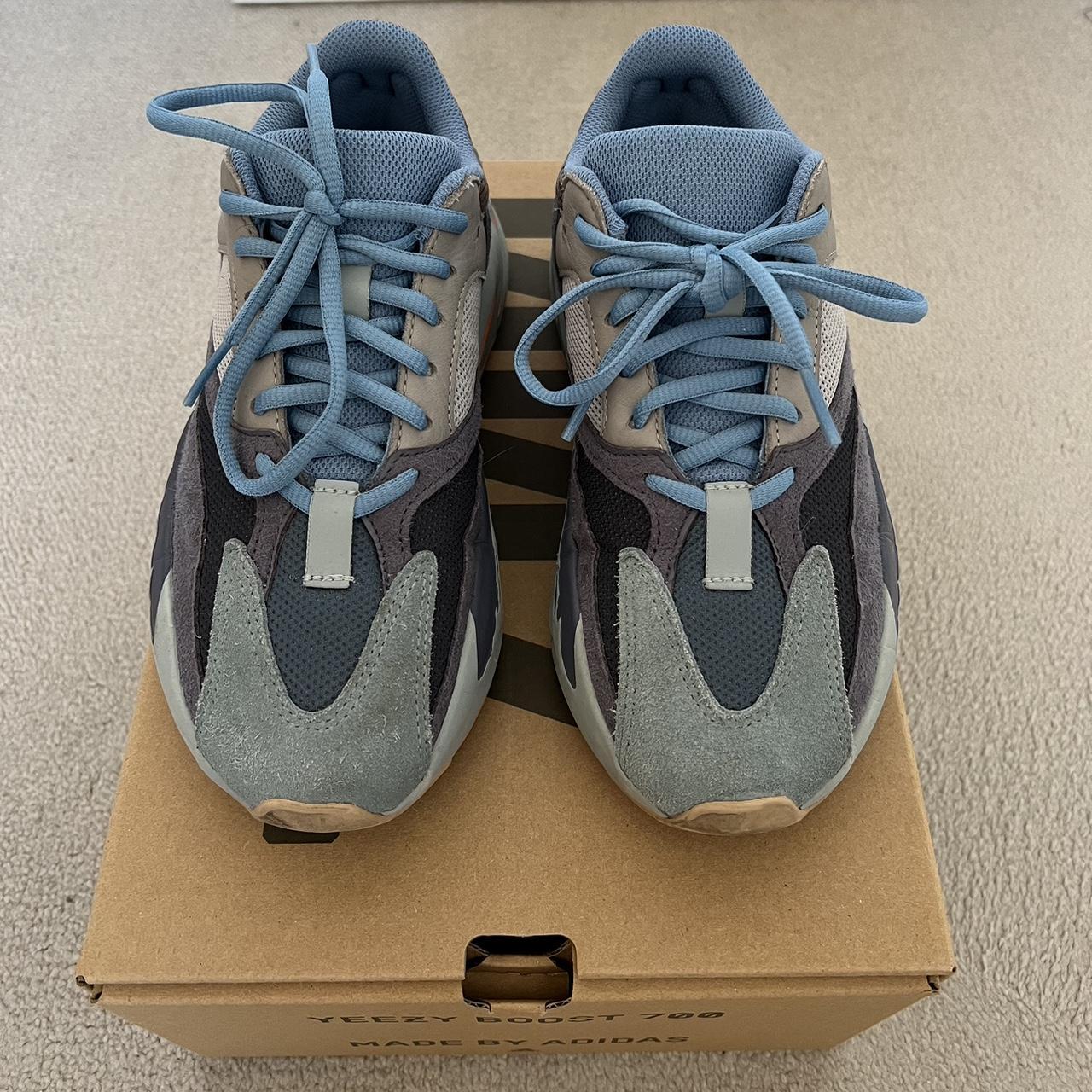 Yeezy 700 carbon Blue U.K. 5 Worn a couple times -... - Depop