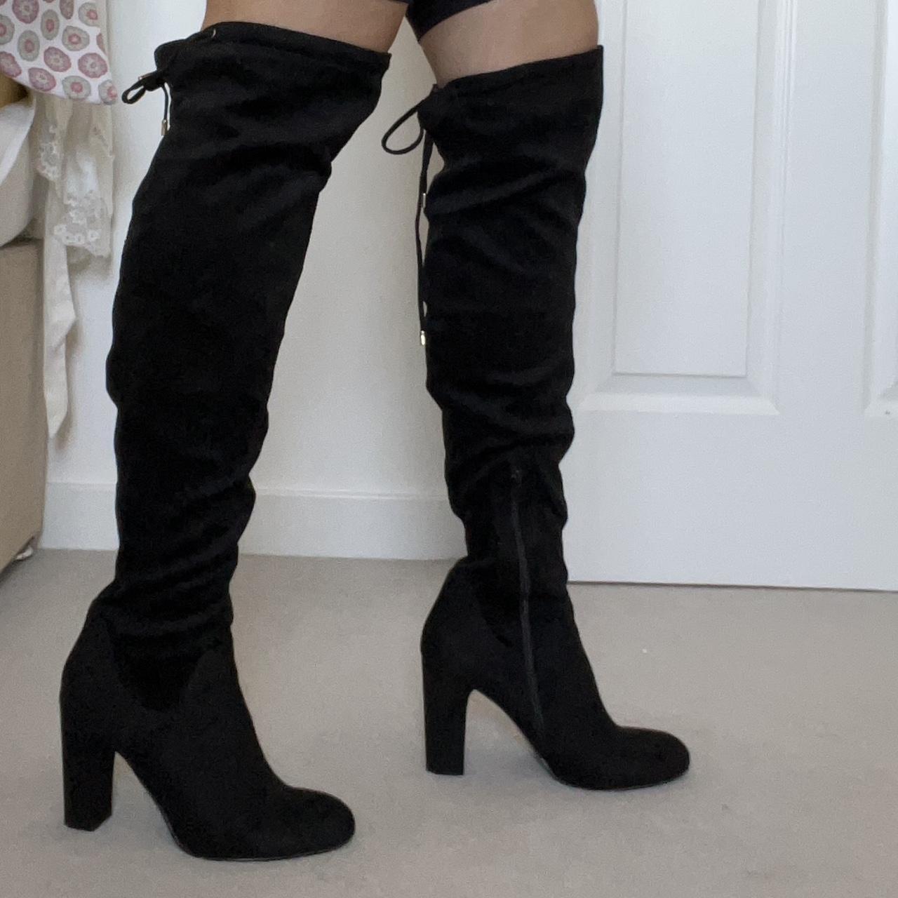 carvela polished flat knee boots