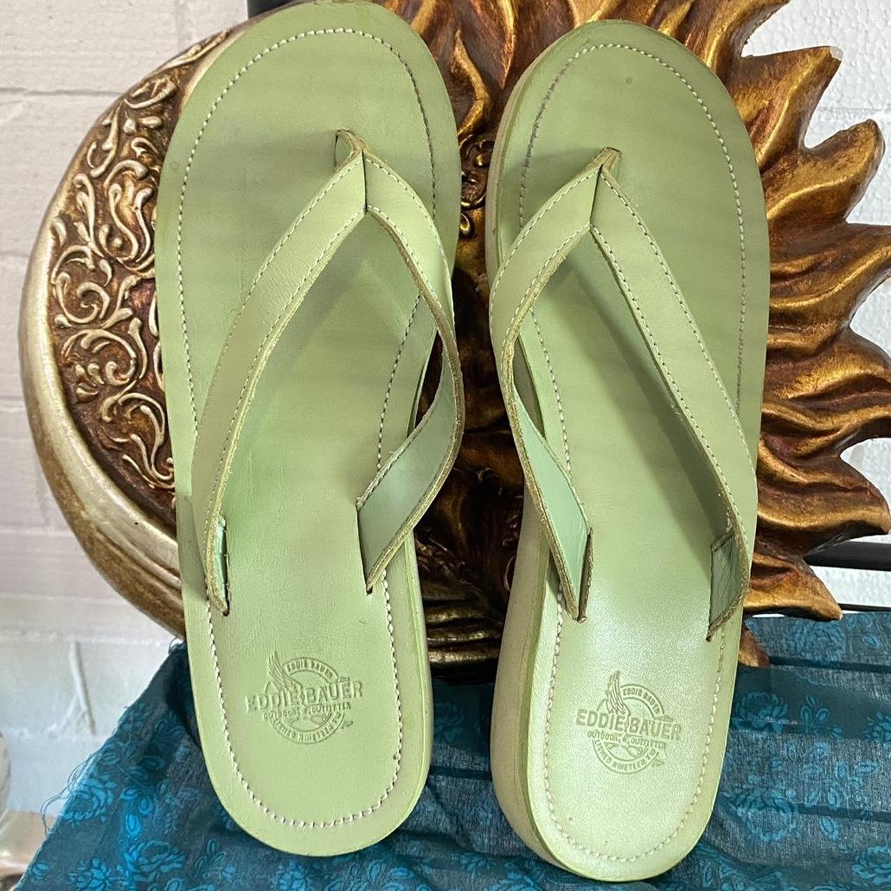 Eddie Bauer Green Flip Flops Size W 8 Offers... Depop