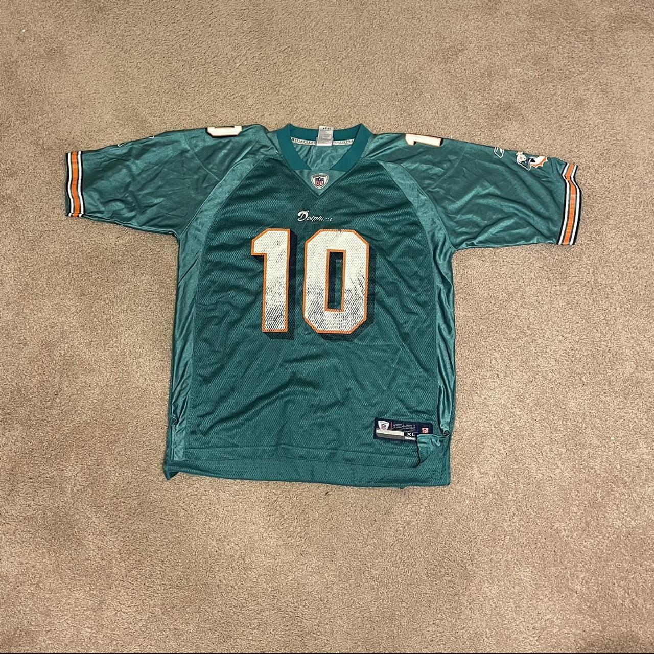 NFL Vintage Miami Dolphins Leather Jacket Reebok - - Depop