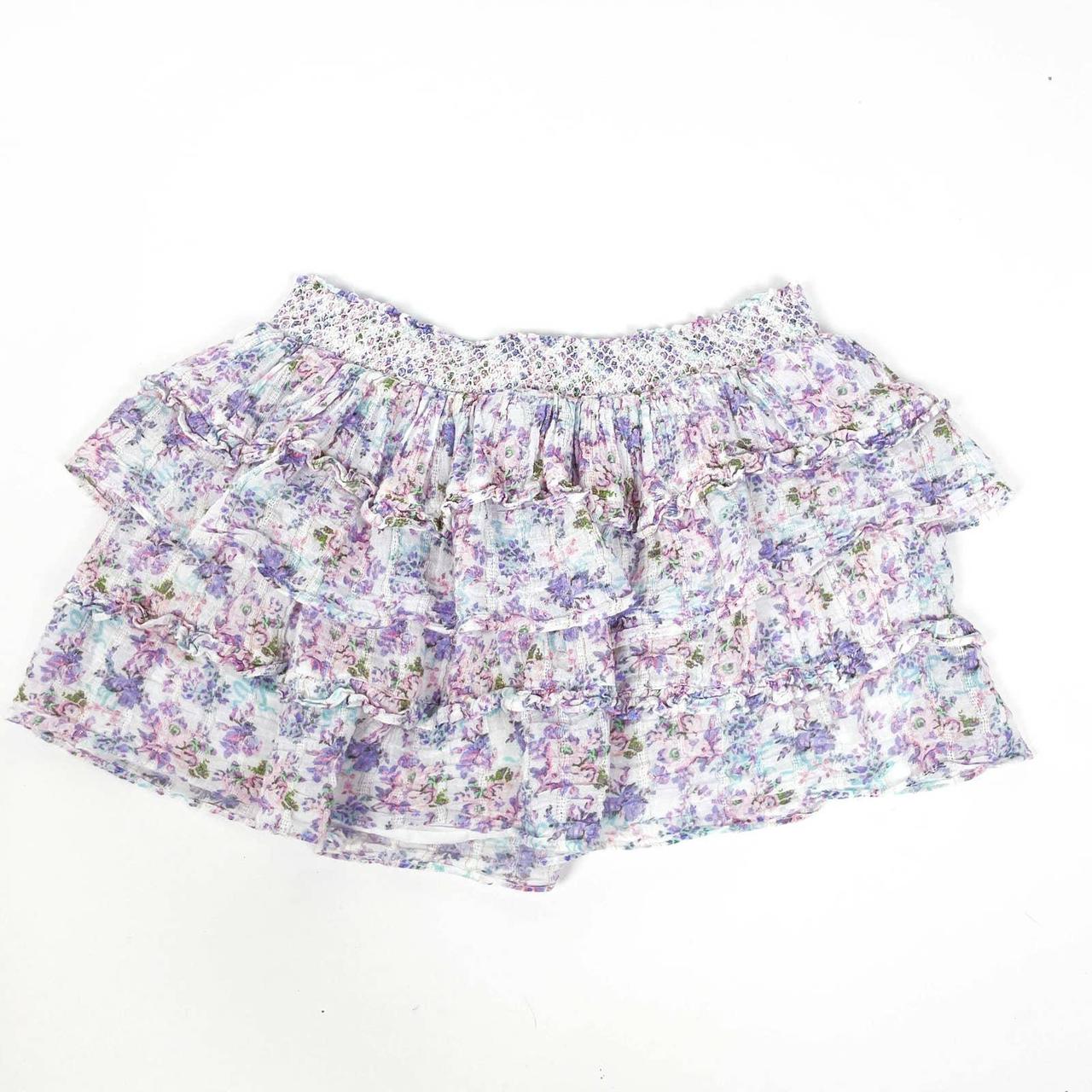 LoveShackFancy White and Purple Skirt | Depop