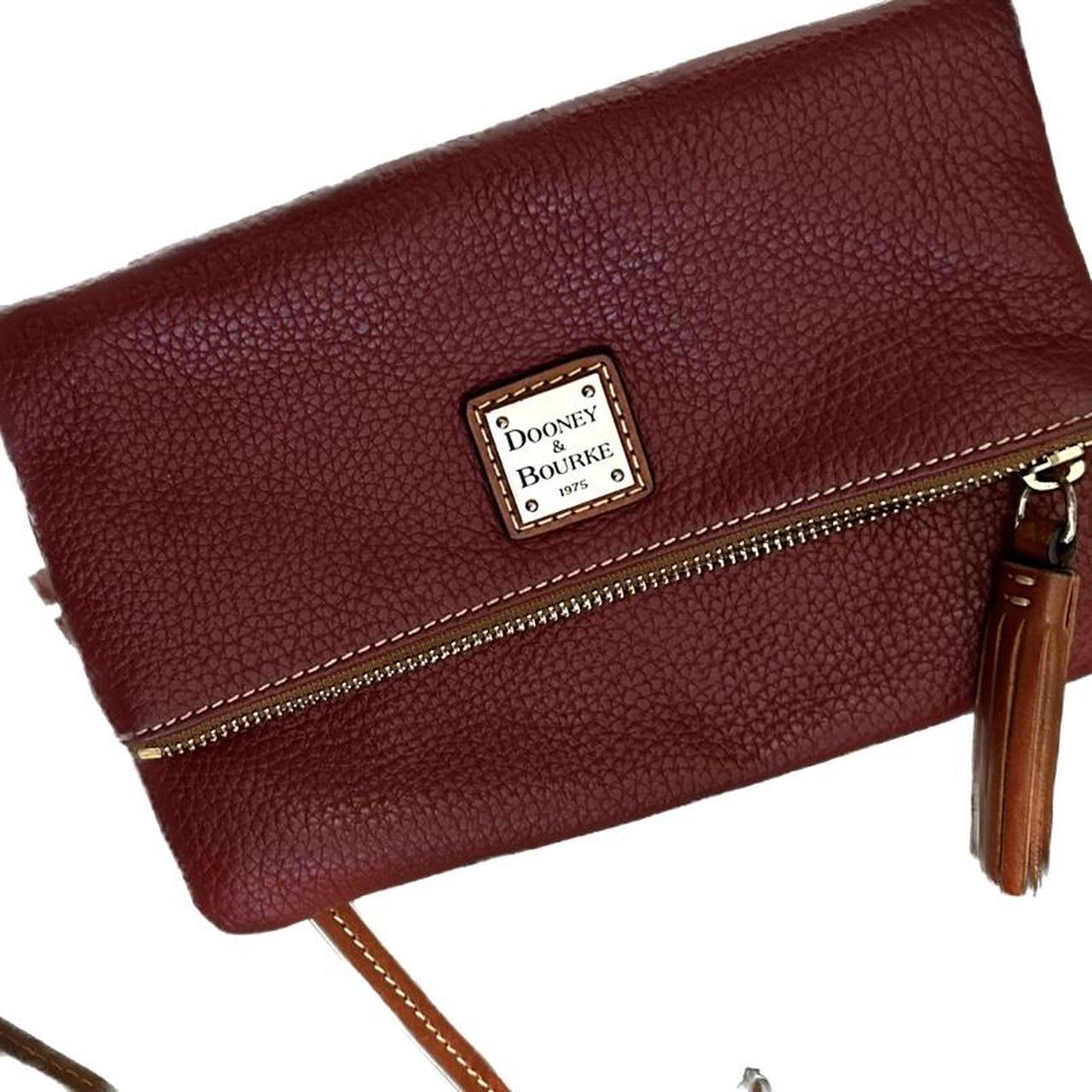 Dooney Bourke Wine Pebble Leather Fold Over Zip