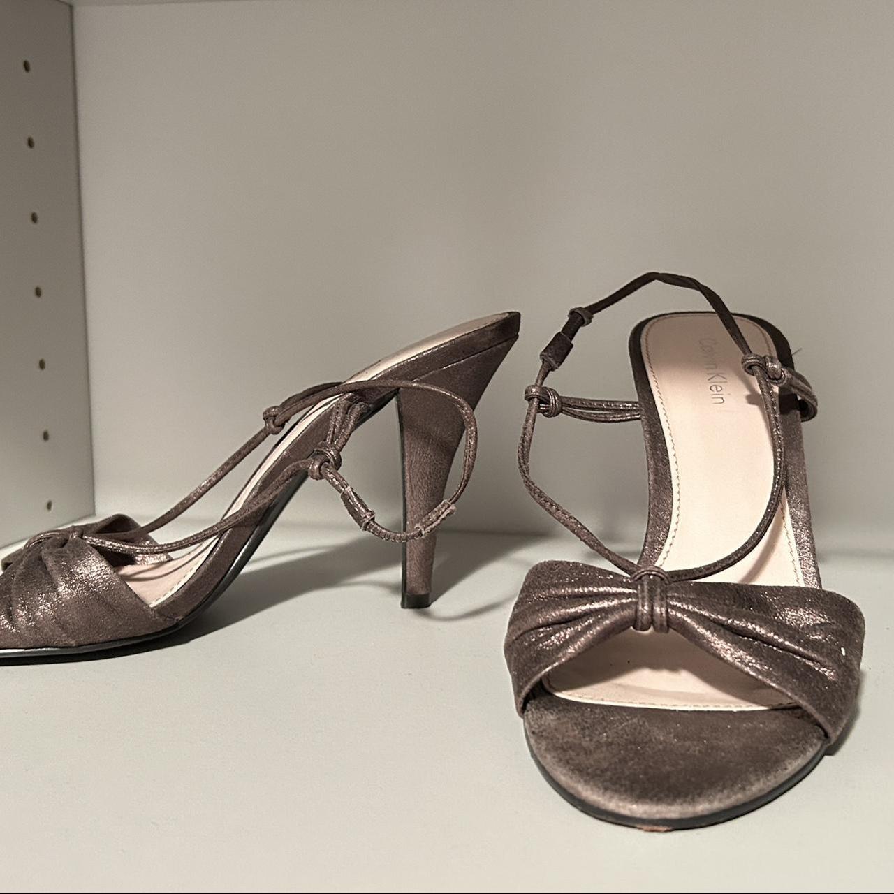 Calvin Klein Women's Gold and Silver Sandals Depop