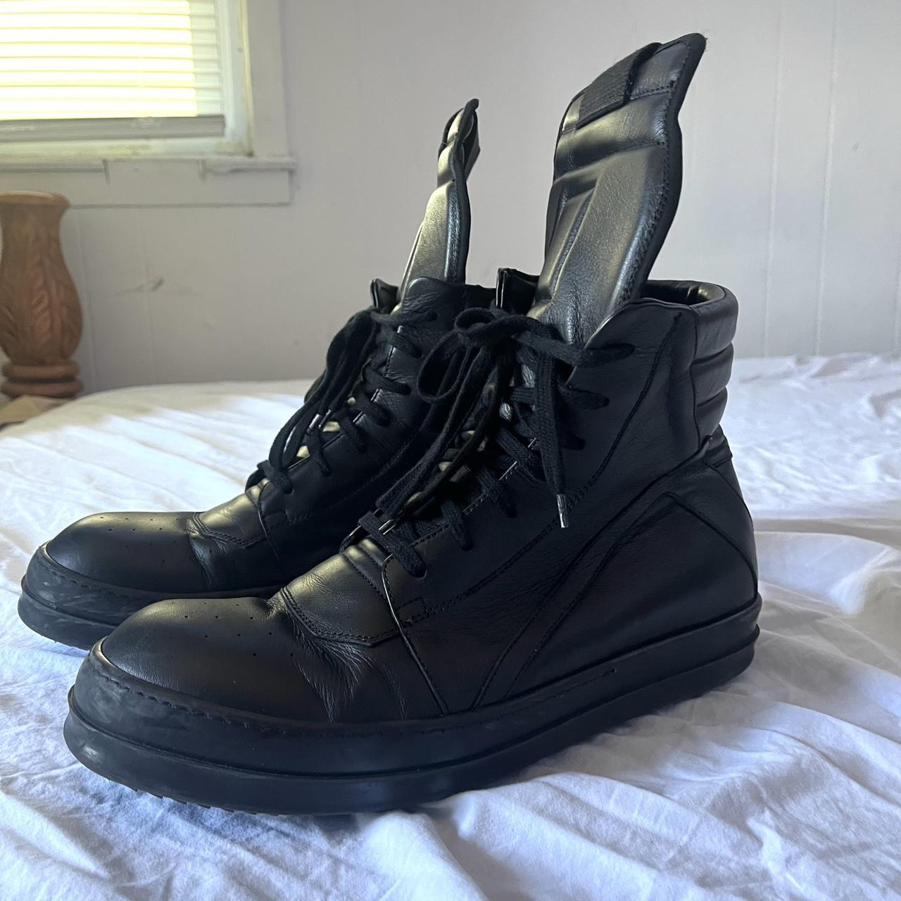 Rick Owens Triple Black Geobaskets Size 10.5 AW17... - Depop