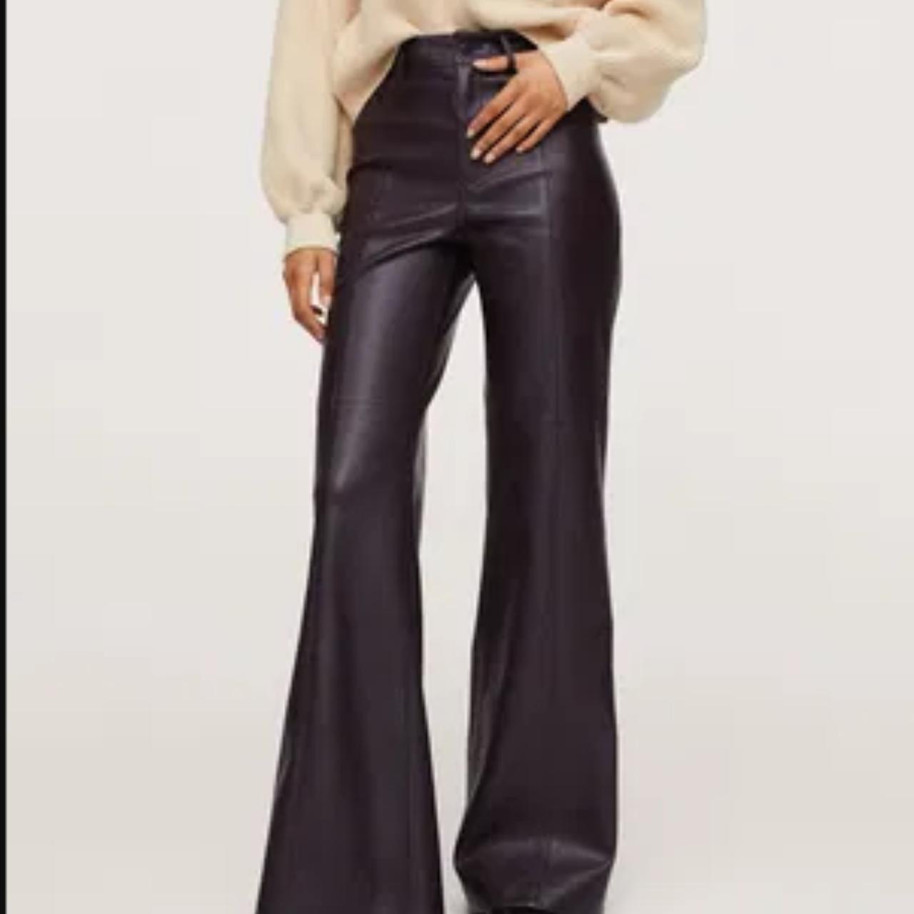 Mango Men's Wide leg Pants - Black/Brown – Mango Wide Leg Faux Leather Long Trousers …