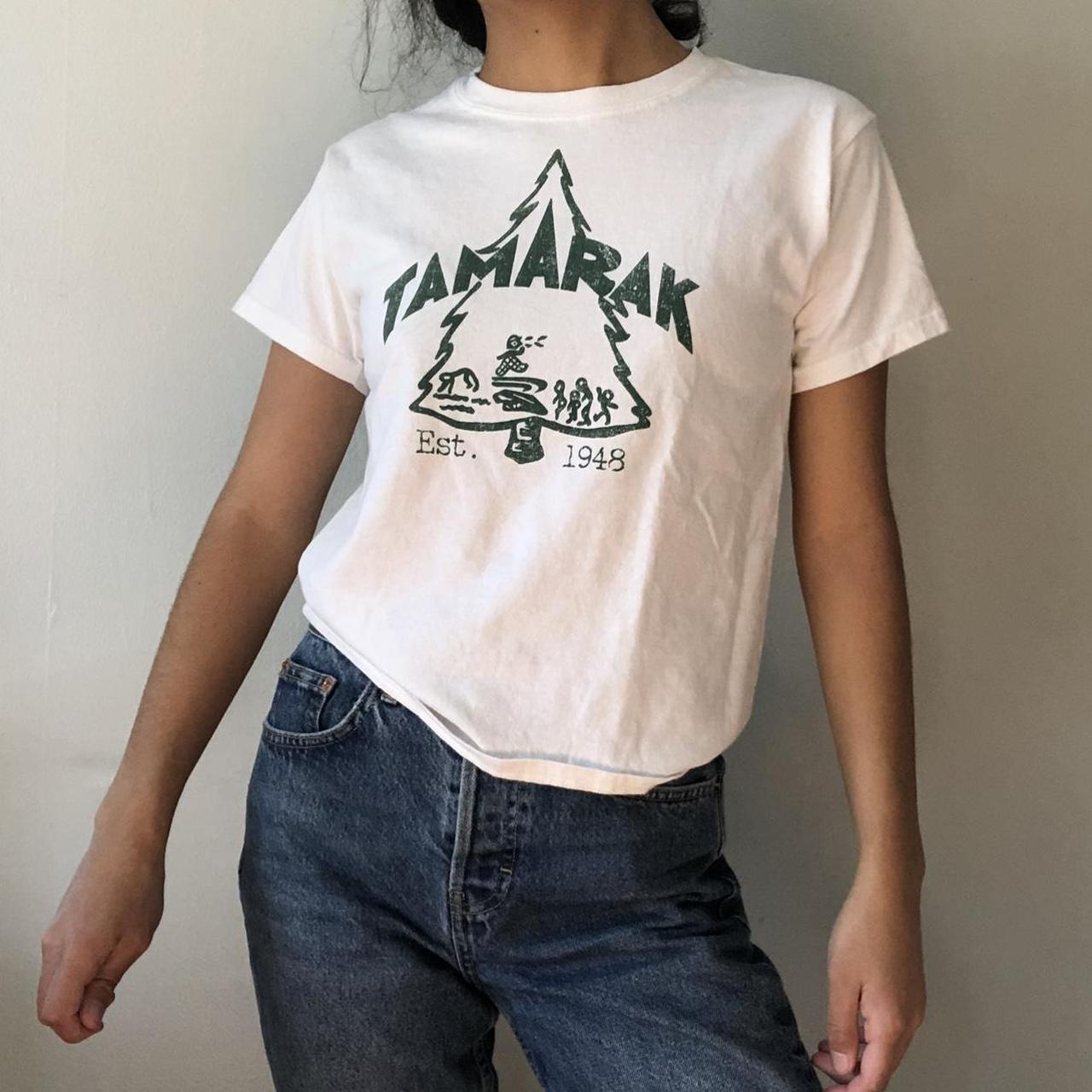 The cutest white graphic tee with green design. #tee... - Depop