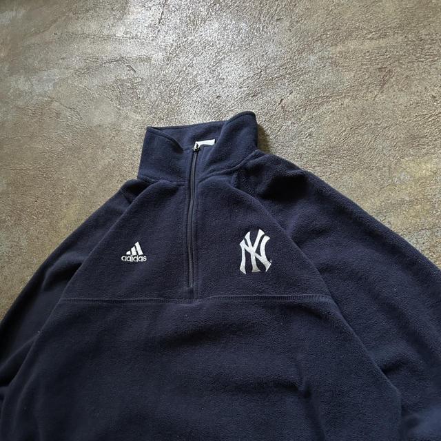 Vintage Adidas New York Yankees Navy Blue Fleece 1/4 Zip Pullover  Sweatshirt