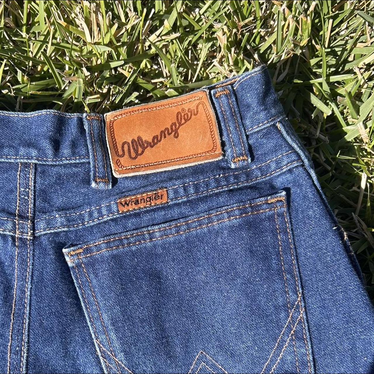 Vintage wrangler shorts Gorgeous dark wash high... - Depop