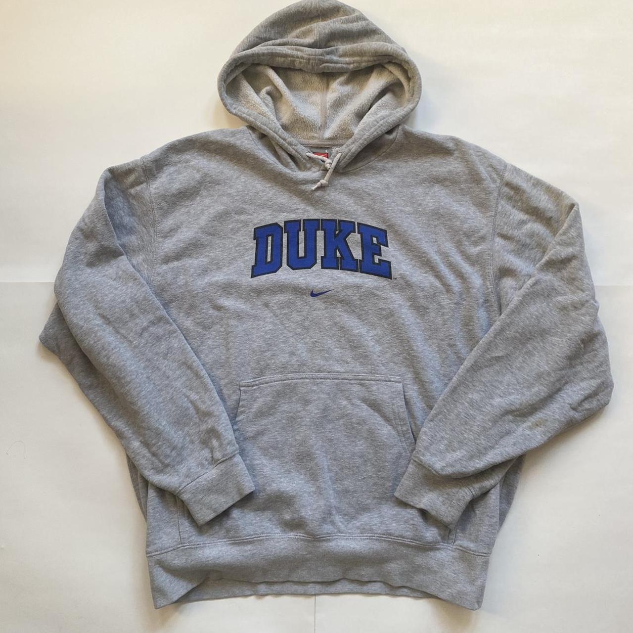 Nike Men's Grey and Blue Hoodie | Depop