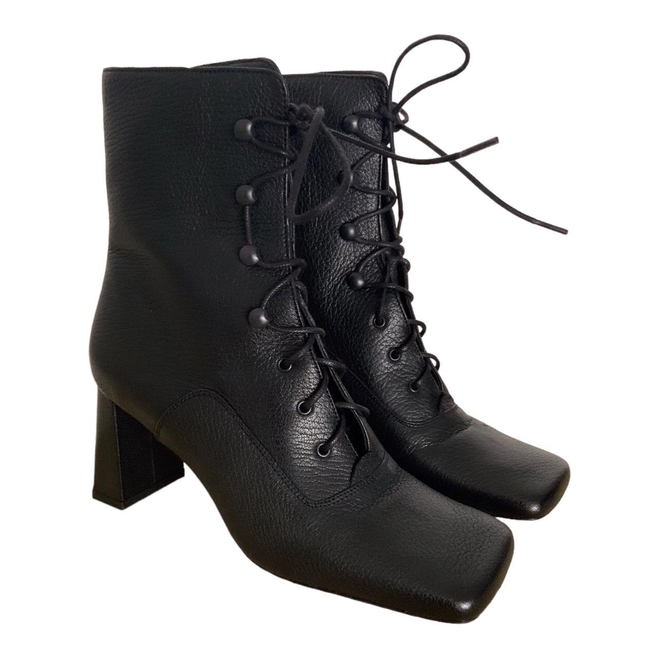 By Far claude lace up boots Black leather square Depop