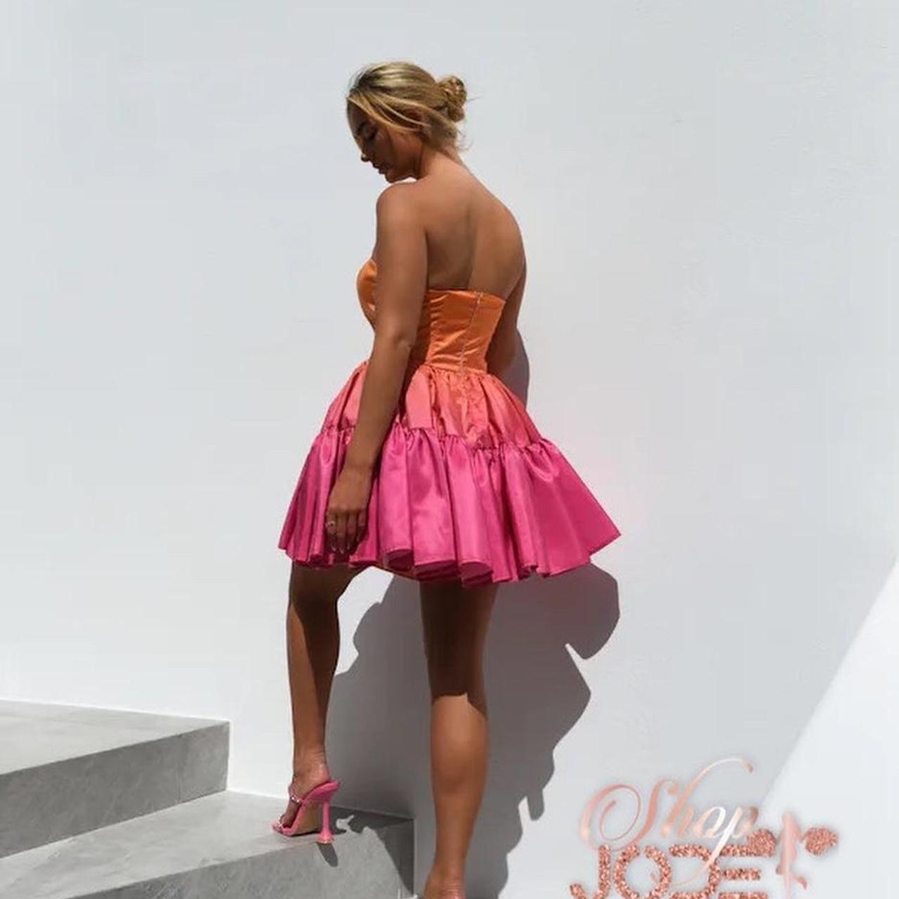 Forever Unique Women's Orange and Pink Dress (2)