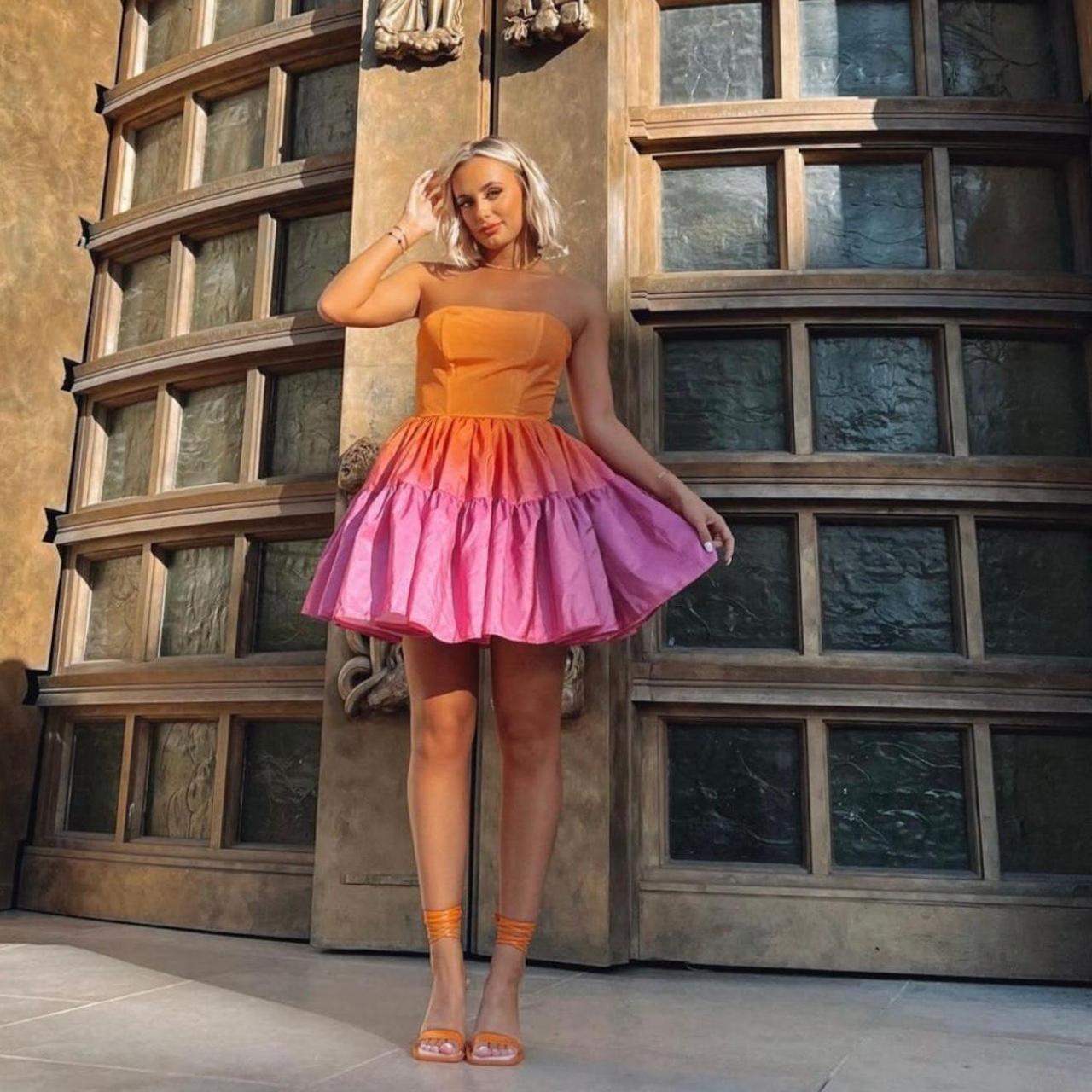 Forever Unique Women's Orange and Pink Dress (3)