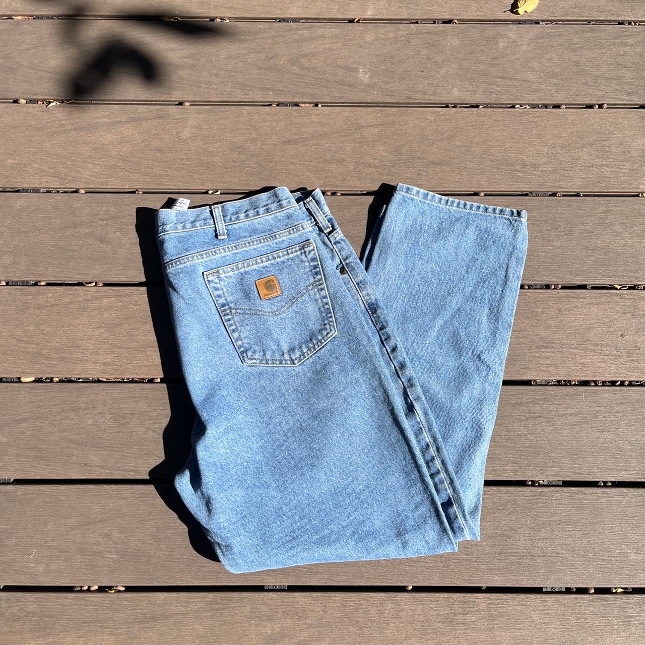 Carhartt jeans -waist 40 -nice blue -hardly... - Depop