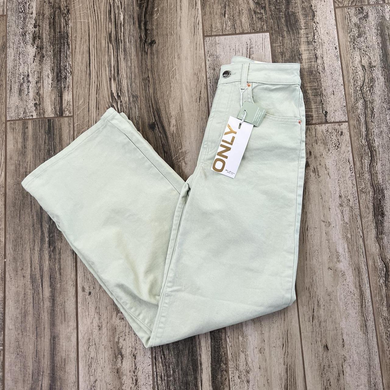 Only Hope High Waisted Wide Leg Jeans Pastel Green... - Depop
