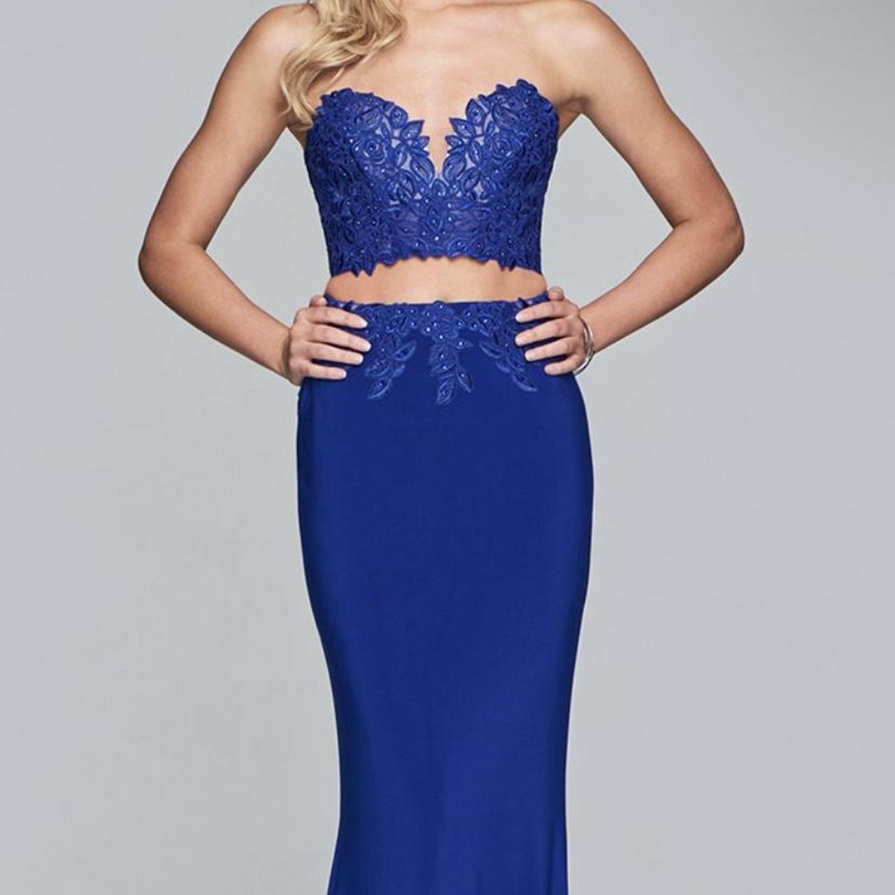 faviana-2-piece-royal-blue-prom-dress-size-2-depop