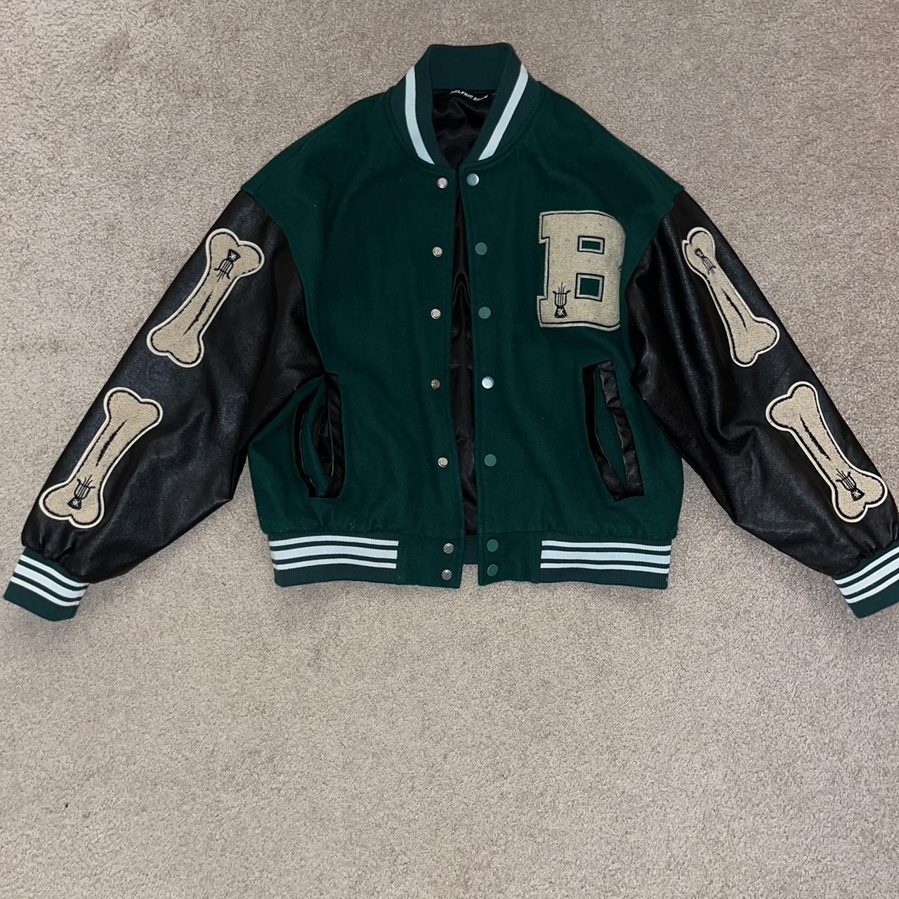 green letterman jacket size S Depop