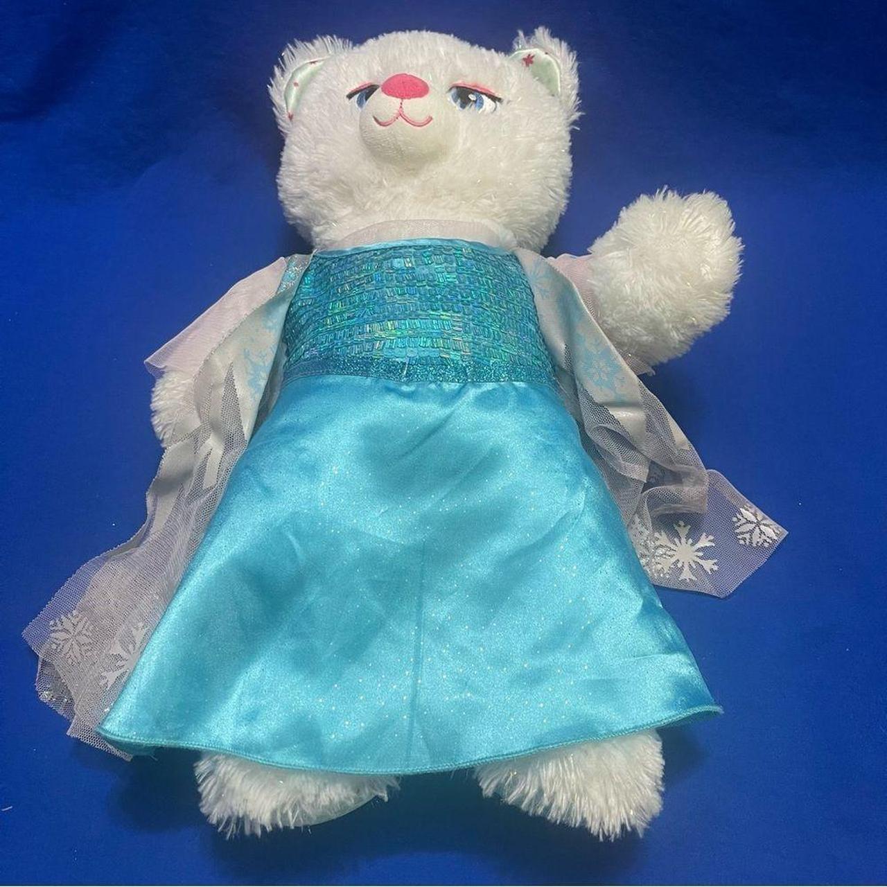 Build A Bear Elsa Frozen glitter fur bear with blue Depop