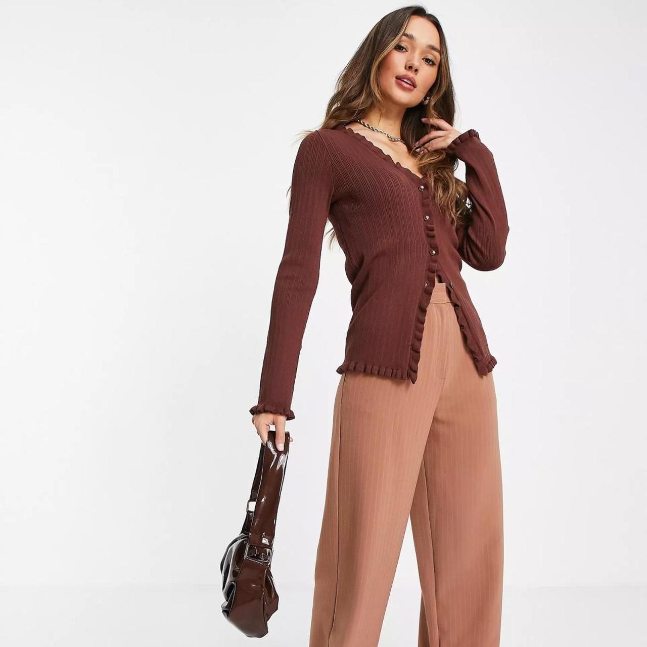ASOS DESIGN co-ord longline cardi with frill