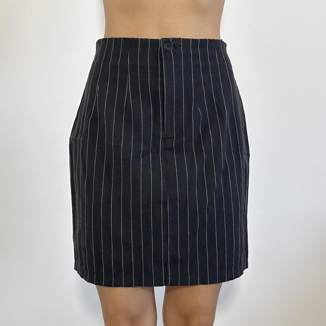 Black pinstripe midi skirt 90s minimalist office. Depop