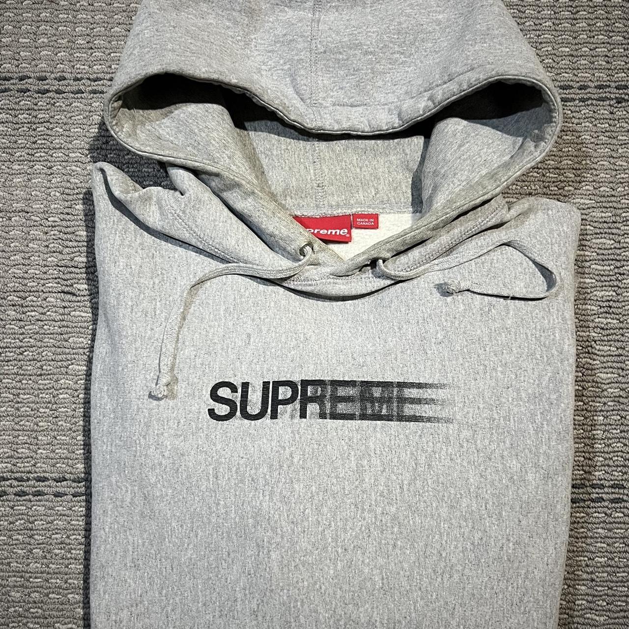 Supreme Motion Logo Hoodie in Grey Size Medium Used... - Depop