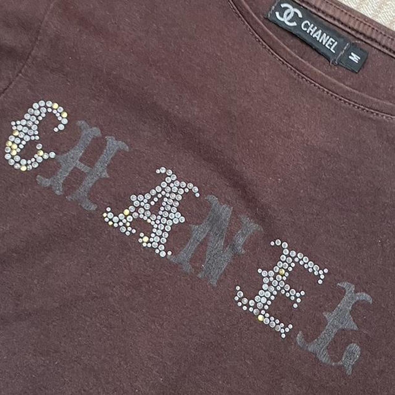 Vintage Chanel Paris T Shirt Red Embroidery Big Logo 90s