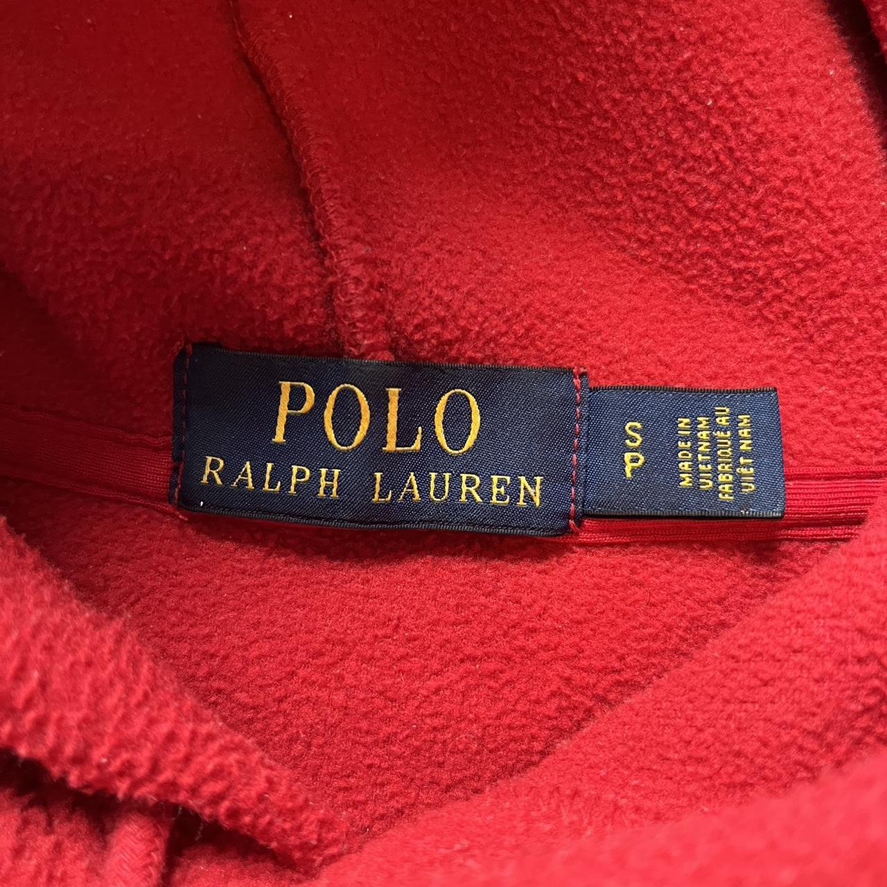 Red Polo Ralph Lauren fleece hoodie, great condition - Depop