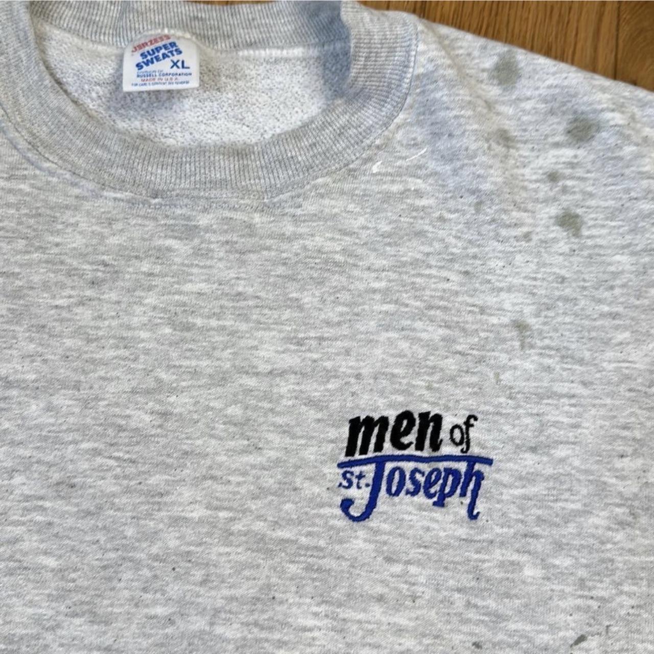Vintage “Men of St. Joseph” Grey Crewneck Sweatshirt... - Depop