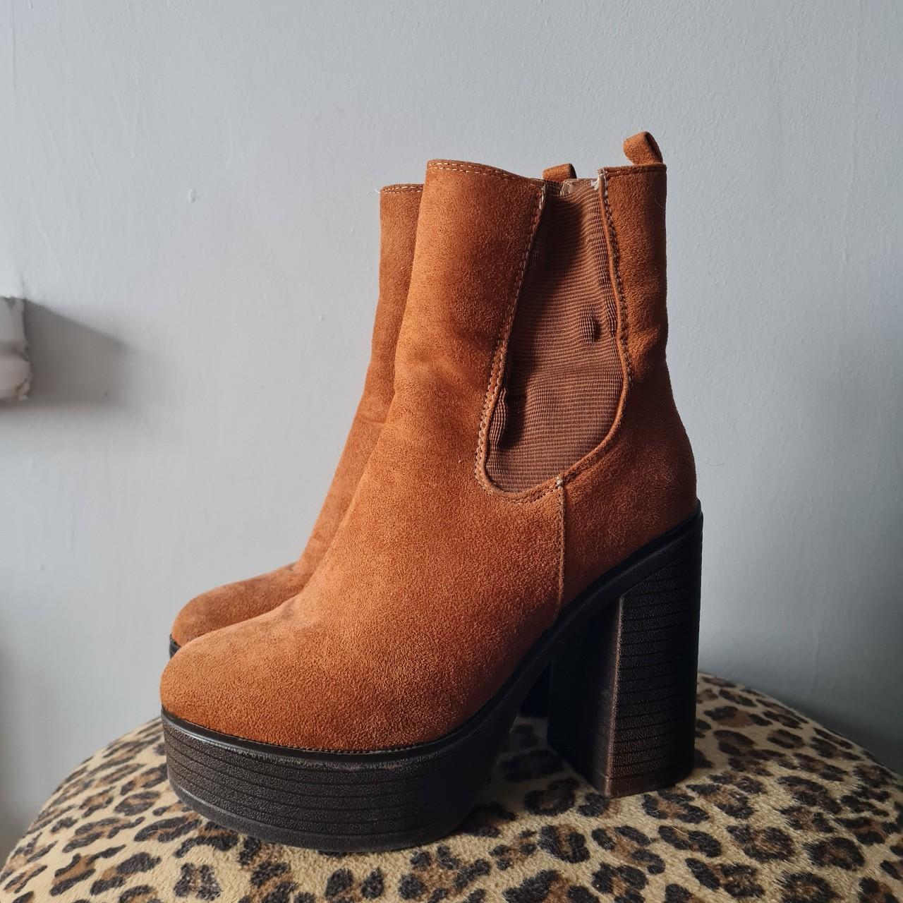platform boots tan