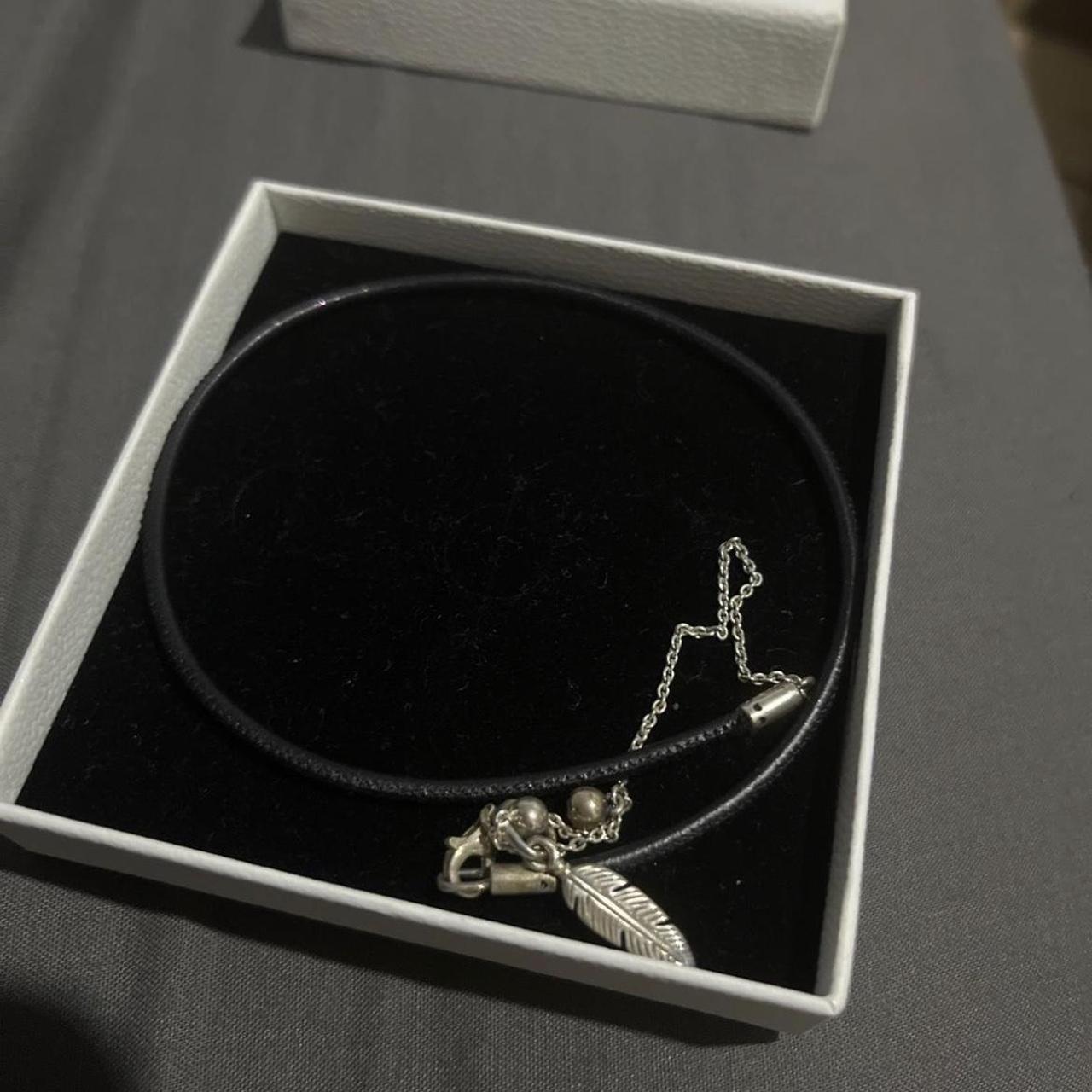 Pandora leather choker With feather charm Depop