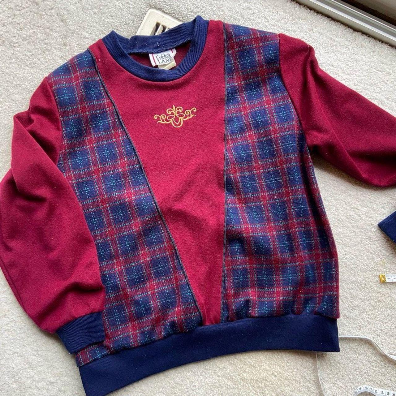 Cricket Lane Women's Red and Blue Sweatshirt Depop