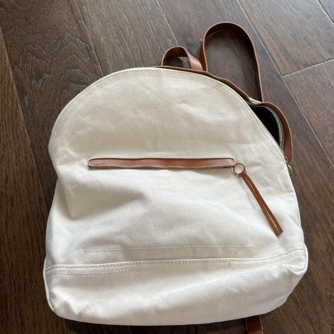 Madewell canvas and leather backpack. Interior and. Depop