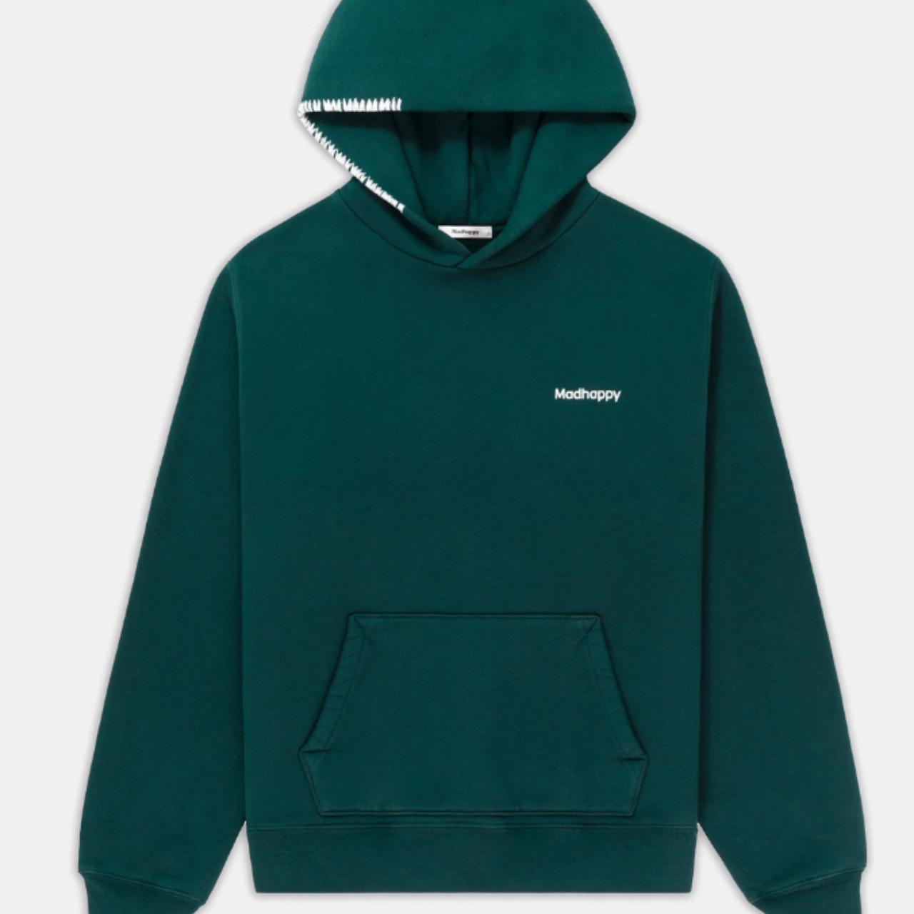 Madhappy classics fleece hoodie in dark green size... - Depop