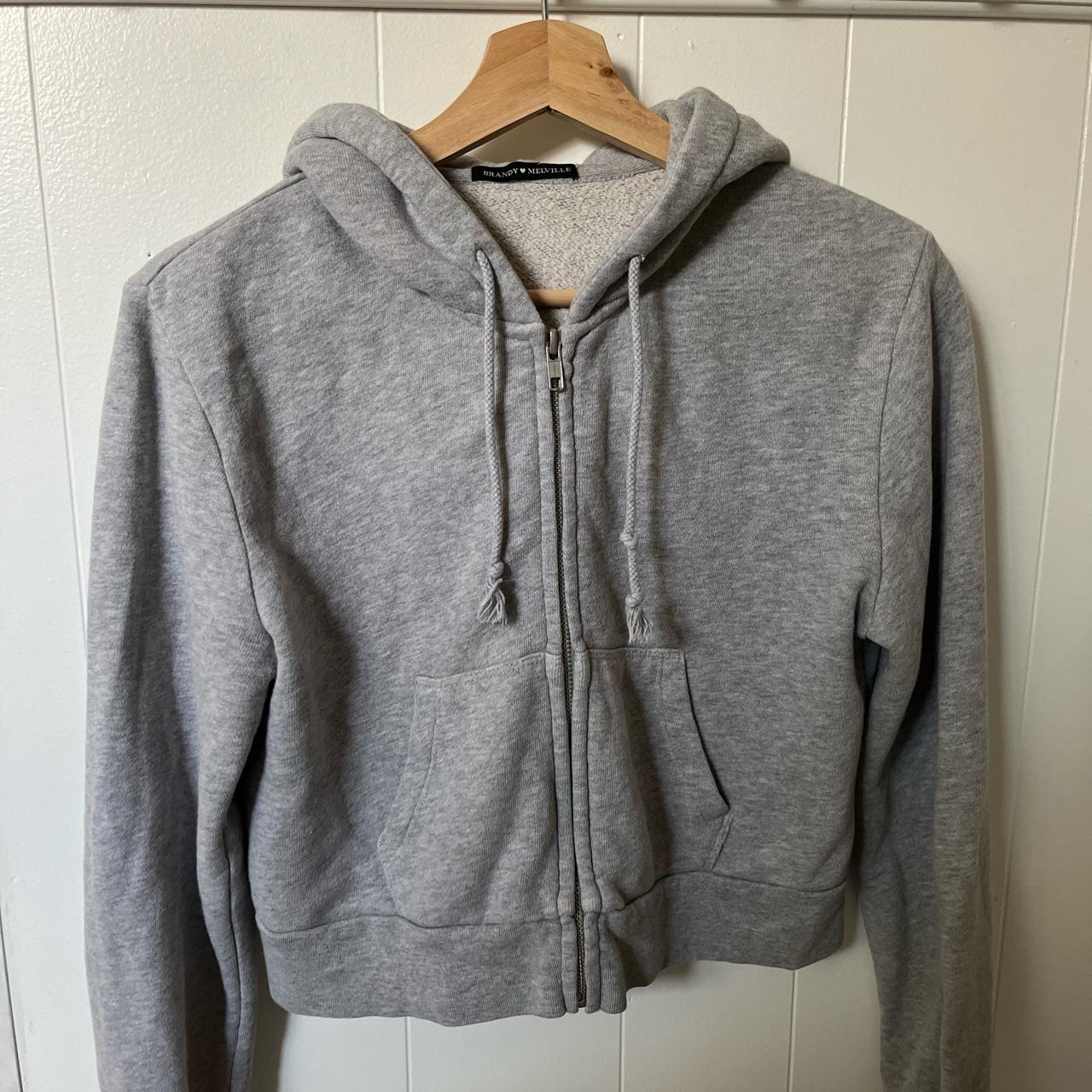 Brandy Melville gray zip up No flaws - Depop