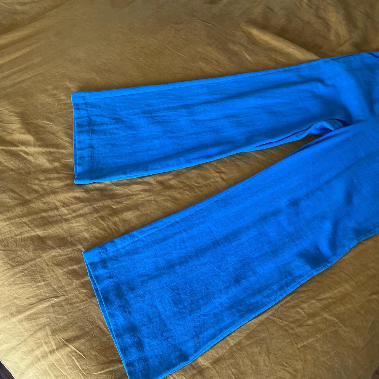SPORTSGIRL Blue linen pants Flared leg Size 12... Depop