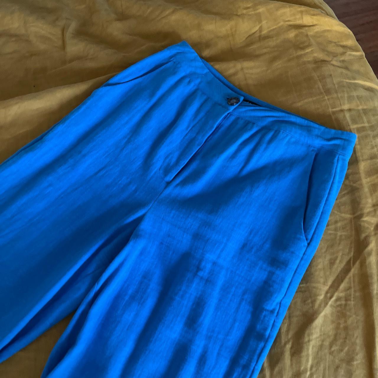 SPORTSGIRL Blue linen pants Flared leg Size 12... Depop